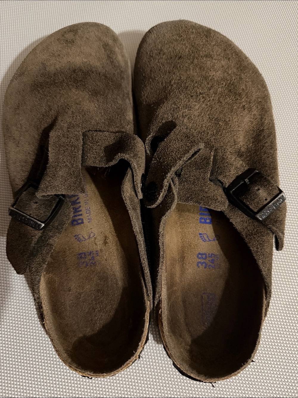 Birkenstock Brown Suede Slip-On Clogs with Buckle